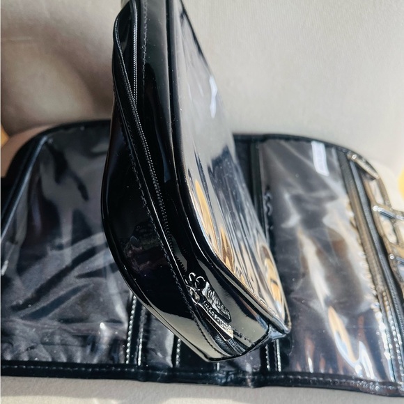 2/$30 PHILOSOPHY Black Patent Cosmetic Makeup Bag Organizer Travel Case. - Picture 3 of 12